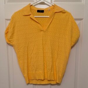 Tahari Mustard Chevron Knit Top